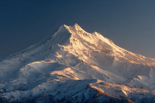 breathtaking view of mount manaslu illuminated by ultrabright light of setting sun