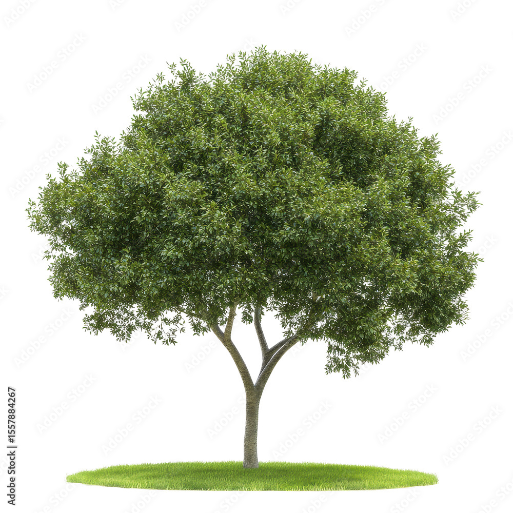 Poster dense green leafed tree isolated on a transparent background showcasing natural beauty in a simplist