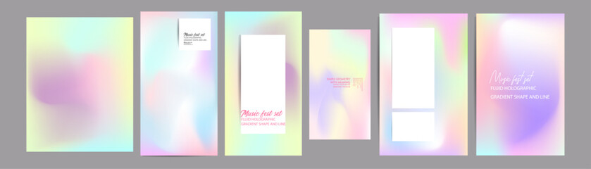 Gradient The 3D Memphis Style mesh cover set of backgrounds The Clean Style texture foil pearl shades. Abstract 3D gradient with holographic foil. 90s, 80s retro style