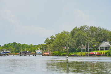 Obraz premium St. Petersburg, Forida, USA 06 29 2025: The landscape of Weedon Island Preserve Cultural and Natural History Center