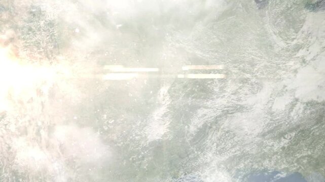 Earth zoom in from space and focus on Broken Arrow, Oklahoma, USA. Background for travel intro or blog. Satellite view. 3D style Animation. Images from NASA.