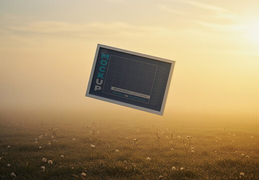 Horizontal Poster Frame Mockup on Calm Natural Field