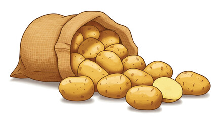 Sack Full of Fresh Potatoes Illustration

