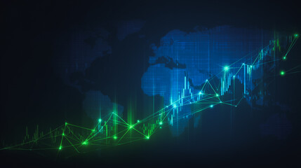 Abstract black background with Colorful charts and graphs with statistics to innovative analyze business potential and forecast future development of companies growth.