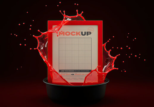 Red Splash Splatter Poster Frame Mockup