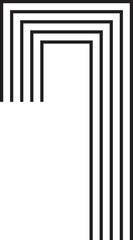 Irregular and non-closed abstract form outlined by five uniformly spaced parallel lines arranged concentrically.