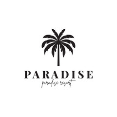 beach resort palm tree logo icon vector illustration template design