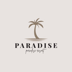 Obraz premium beach resort palm tree logo icon vector illustration template design