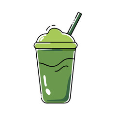 Refreshing green smoothie icon in vibranthand drawn style for health and wellness designs