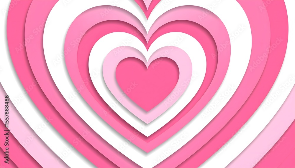 Poster a mesmerizing arrangement of layered hearts unfolds in varying shades of pink and white creating a v