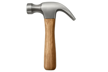 Steel claw hammer with wooden handle isolated on transparent background, ready for use in construction and diy projects