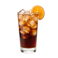 Refreshing iced espresso tonic with a vibrant orange peel garnish perfect for summer drink menus and cafe vibes