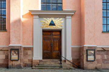 Entrance to St Nicholas Cathedral in Stockholm
