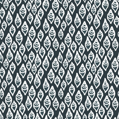 Seamless vector repeat pattern with tiny ditsy ogee costal oval shapes like shells or fish in navy blue and white. Coastal, swim, poolside, tropical backdrop with ditsy abstract all over shapes.