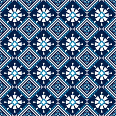 Geometric pattern, blue and white colors