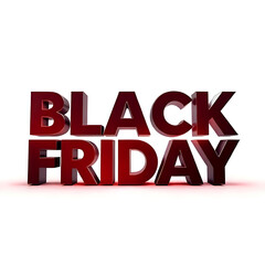 Black Friday Sale Banner, Bold 3d Text "Black Friday", Red and Black Color Scheme, Isolated on White