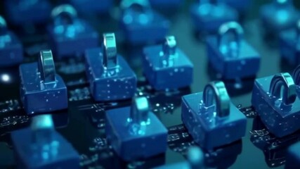 A cybersecurity visualization showcases digital locks representing data encryption, privacy, and network safety within information technology systems securing online communication. - Powered by Adobe