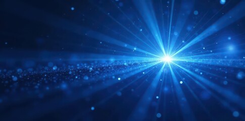 Abstract blue light burst, glowing on a deep blue backdrop, electric, cosmos