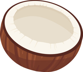 Coconuts and coconut half with leaves isolated on a white background. Vector illustration cartoon flat coconut icon isolated on white background.