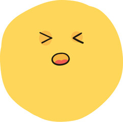 Collection of yellow emoji faces with various expressions: happy, sad, surprised, cool, and loving. Cute and playful emoji designs in a fun style. Hand drawn cute emoticon illustration icon. Vector