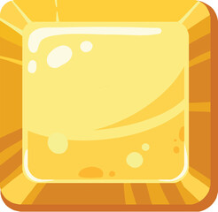Golden game button. Cartoon gold stone frames and buttons, gravel rock gambling plates, golden rock stones signs flat vector illustration. Stone buttons on white
