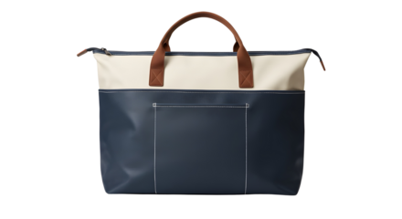 Navy and White Travel Tote Bag with Pockets