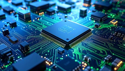 Fototapeta premium CPU Microchip Circuit Board Tech.