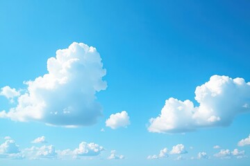 Serene blue sky canvas dotted with fluffy white clouds , open, outdoor, wallpaper