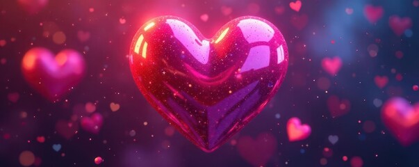 Vibrant heart shape, multicolored, glossy texture, symbol, yellow