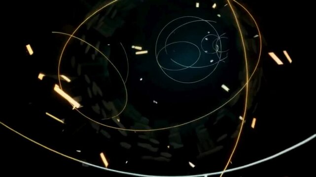 Pattern Horizontal: Scientific Orbital Motion of Golden Particles in Dark Space