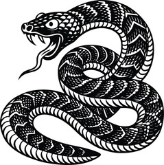 Obraz premium Striking Black and White Rattlesnake Illustration Vector Graphic Design