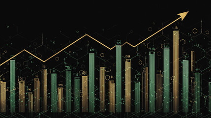Obraz premium Abstract black background with Colorful charts and graphs with statistics to innovative analyze business potential and forecast future development of companies growth.on world map background network 