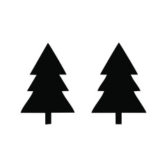 Obraz premium Two fir tree icons in black silhouette on transparent background