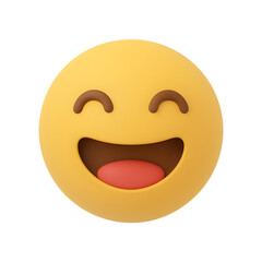 Fototapeta premium Smiling Face with Open Mouth and Smiling Eyes Emoji Illustration Transparent Background