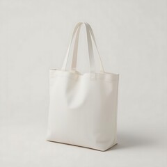   Realistic White Tote Bag Mockup — High-Resolution Canvas Tote on Solid Background for Branding and Product Design