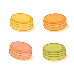 Adorable Colorful Macaron Set Illustration Featuring Pastel Tones and Cute Minimalist Style