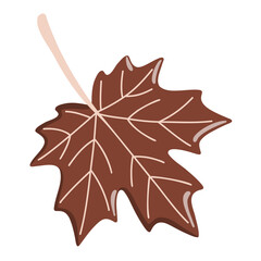 Maple leaf in cartoon flat style. Autumn clipart. Fall season symbol. Vector illustration on white background. 
