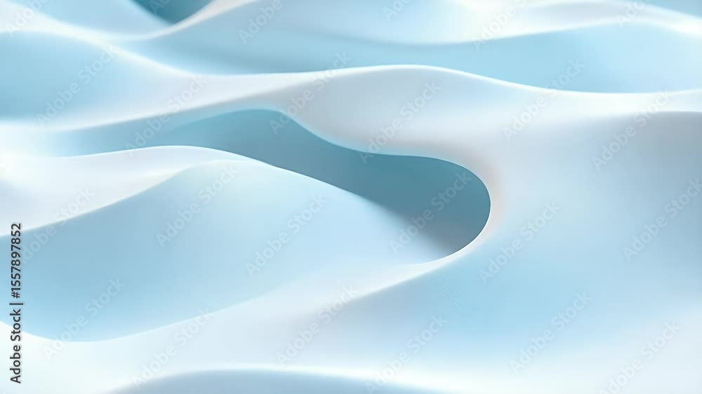 Poster serene blue abstract waves: dynamic 3d render of smooth, flowing textures