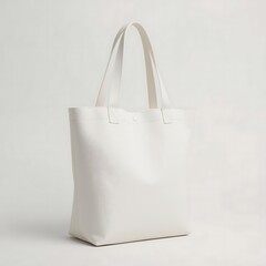   Realistic White Tote Bag Mockup — High-Resolution Canvas Tote on Solid Background for Branding and Product Design