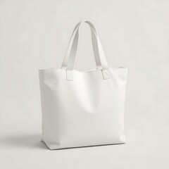   Realistic White Tote Bag Mockup — High-Resolution Canvas Tote on Solid Background for Branding and Product Design