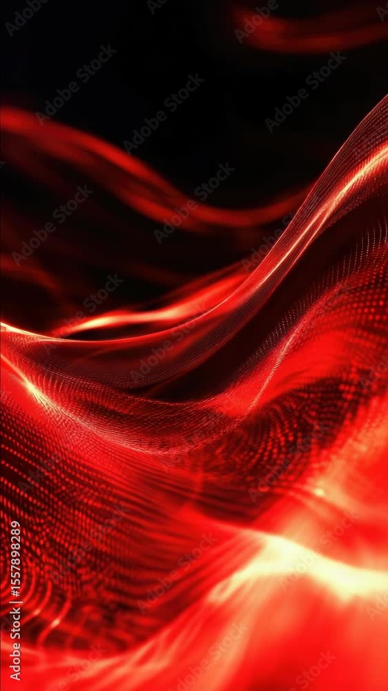 Poster red dynamic abstract digital motion blur with waves and stream of light effect, perfect for dark amb