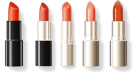 Elegant Lipstick Collection:  Four Vibrant Hues in Sleek Metal Cases
