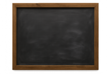 Wooden-framed blackboard hanging, offering clean writing surface against transparent backdrop for text insertion or messaging needs