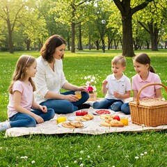 family having picnic