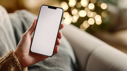 Modern smartphone mockup in a woman's hand
