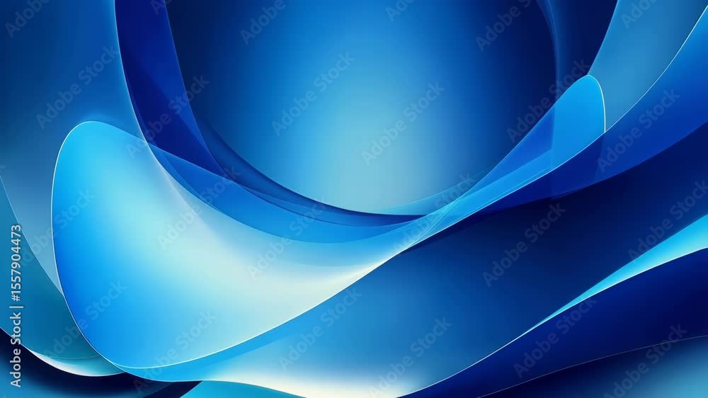 Poster gradient abstract background with flowing curved shapes in shades of light blue, cyan, and dark blue