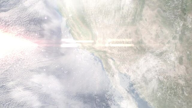 Earth zoom in from space and focus on Downey, California, USA. Background for travel intro or blog. Satellite view. 3D style Animation. Images from NASA.