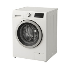 Modern Front Load Washing Machine with Digital Display Transparent Background