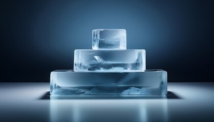 ice block pyramid pedistal gradient background sculpture grey