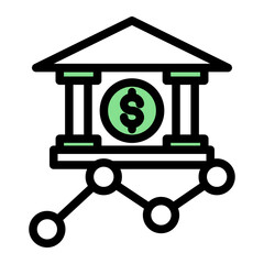 Banking Growth and Savings Investment Icon from Financial Services Collection (Outline Color Lineal style)